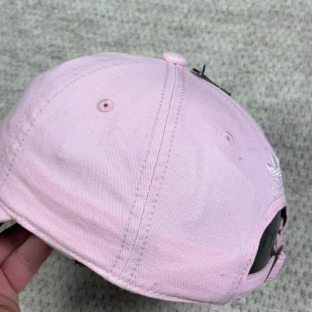 Adidas Hat Cap Strap Back Youth Girls Pink White Trefoil Twill‎ Running Sport